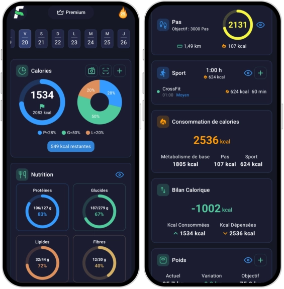 Application de compteur de calories Ai Zielfit