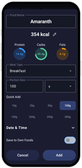 Contador de calorías con IA y seguimiento de macros