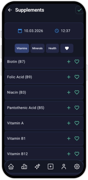 Seguimiento de suplementos Zielfit