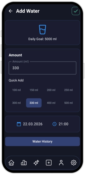 App de seguimiento de agua Zielfit